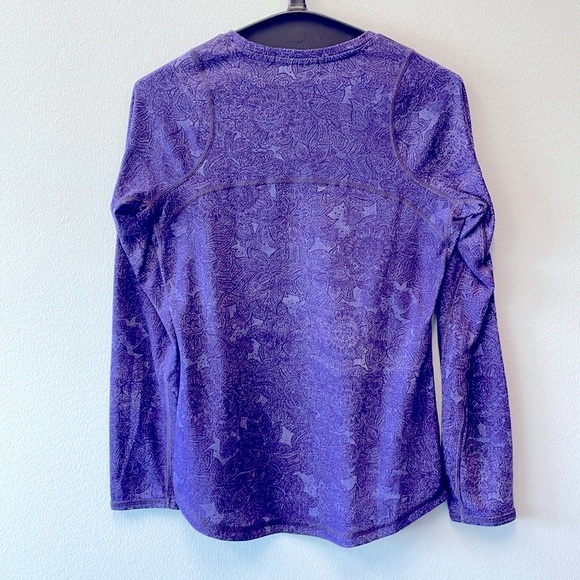 Title Nine Purple Floral Wool Blend Long Sleeve  Top w/ Zipper Pocket - size S - Picture 3 of 9